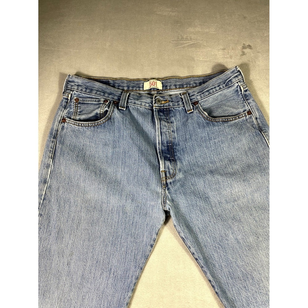 Levi's 501 Original Fit Jeans Mens 36x32 Blue Denim Straight Leg Button‎ Fly